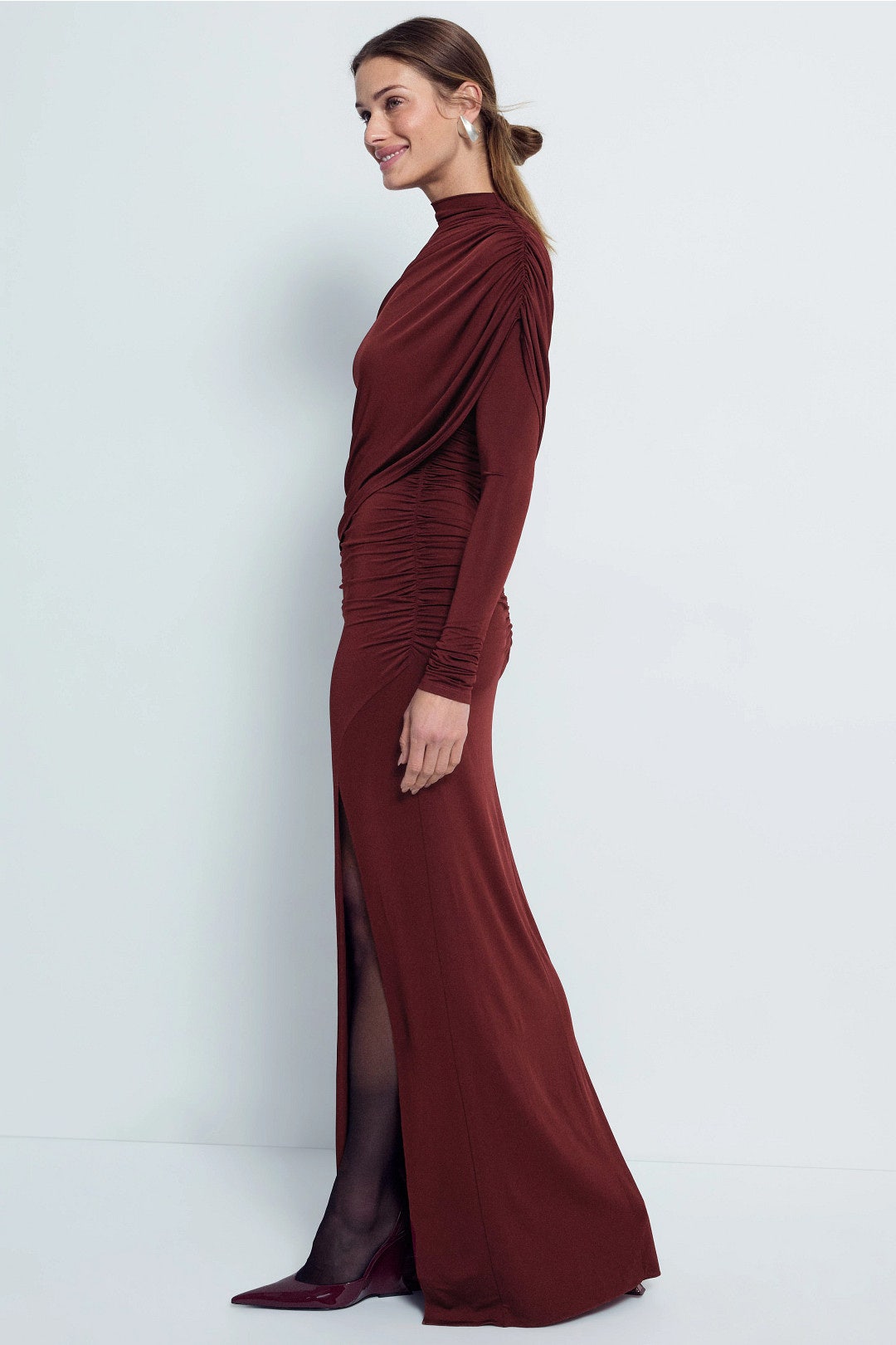 Jersey Asymmetrical Shawl Draped Gown by LAPOINTE 1