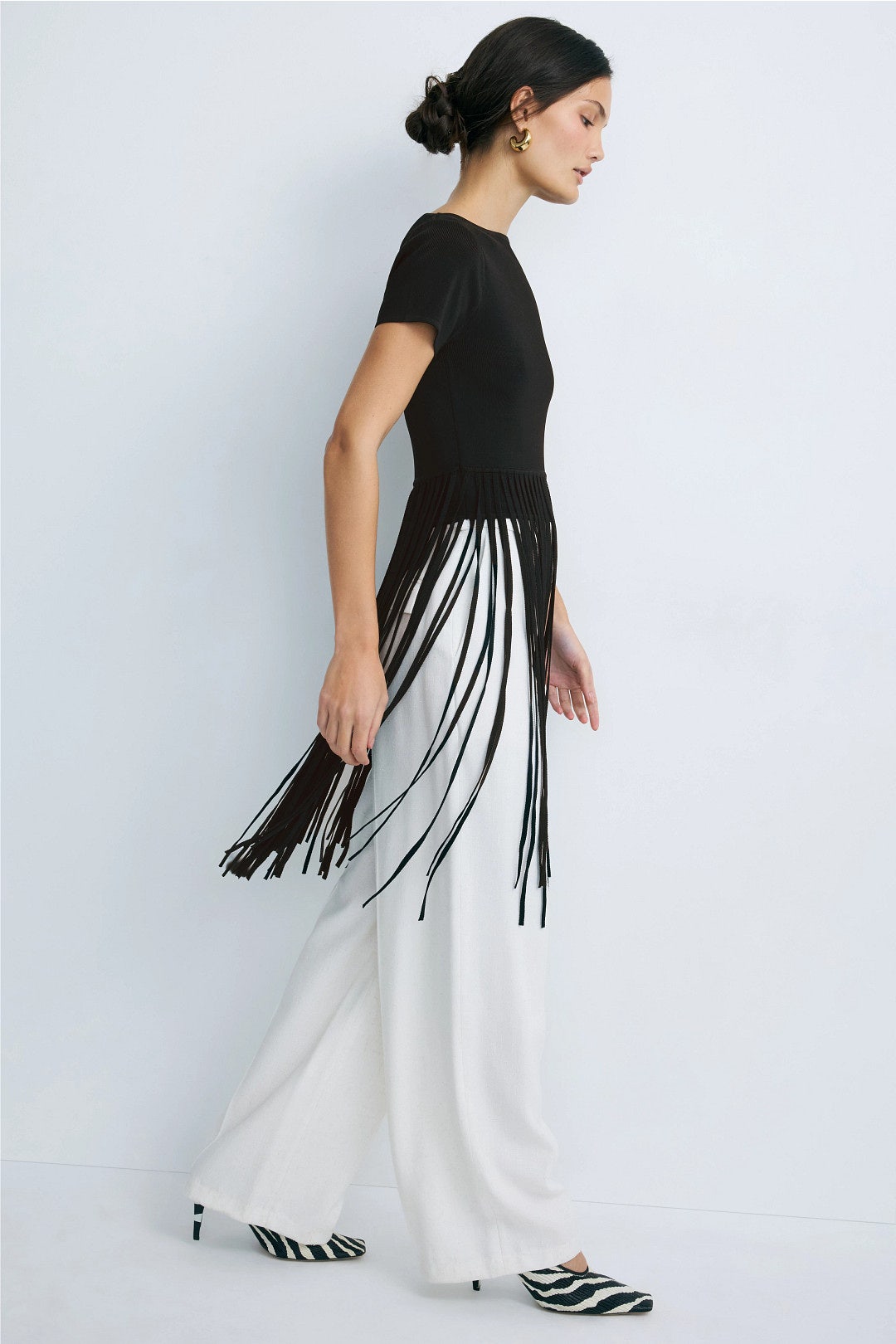 Short Sleeve Fringe Sweater by Toccin 1