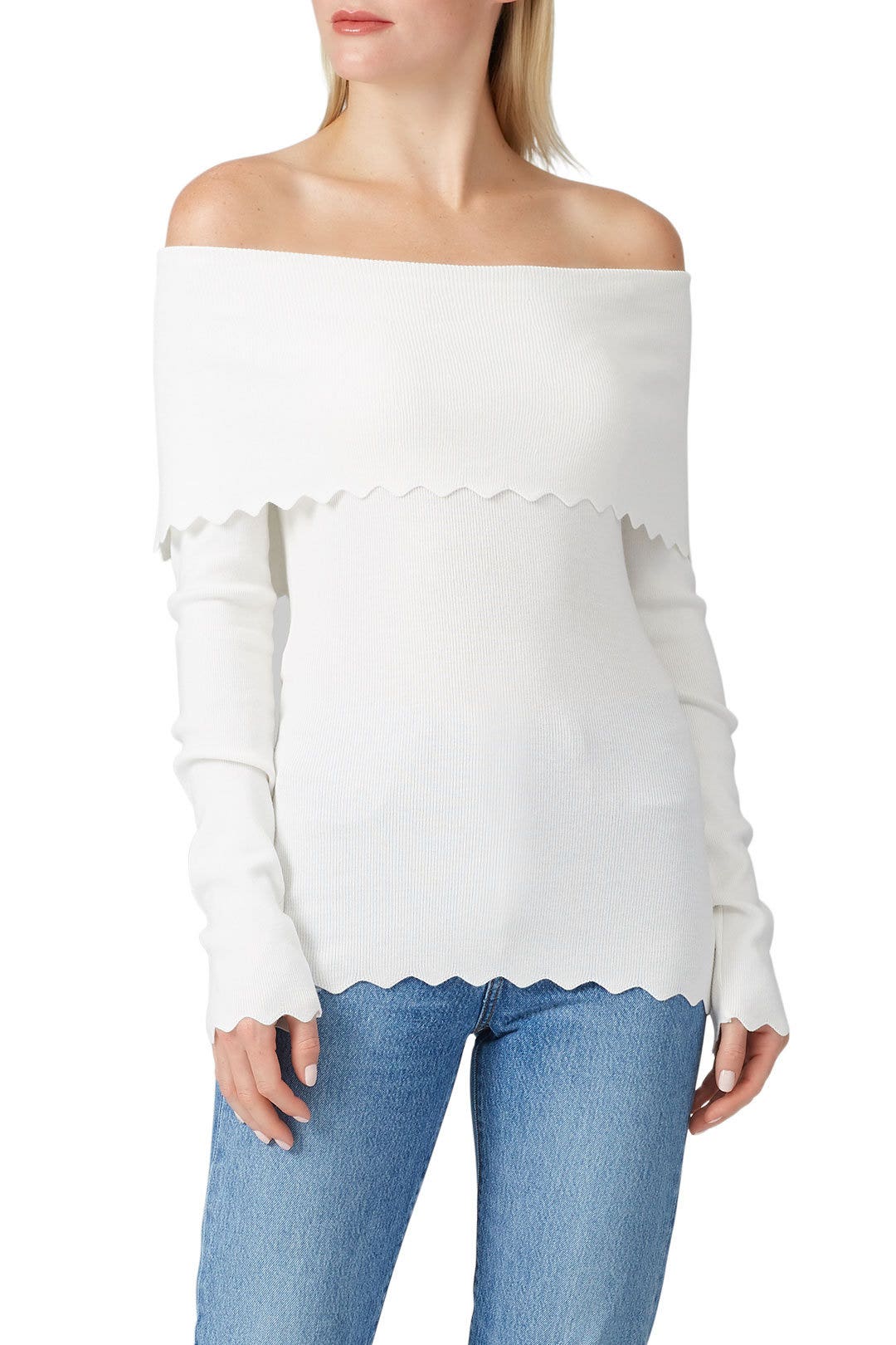 Foldover Scallop Sweater by Milly 2