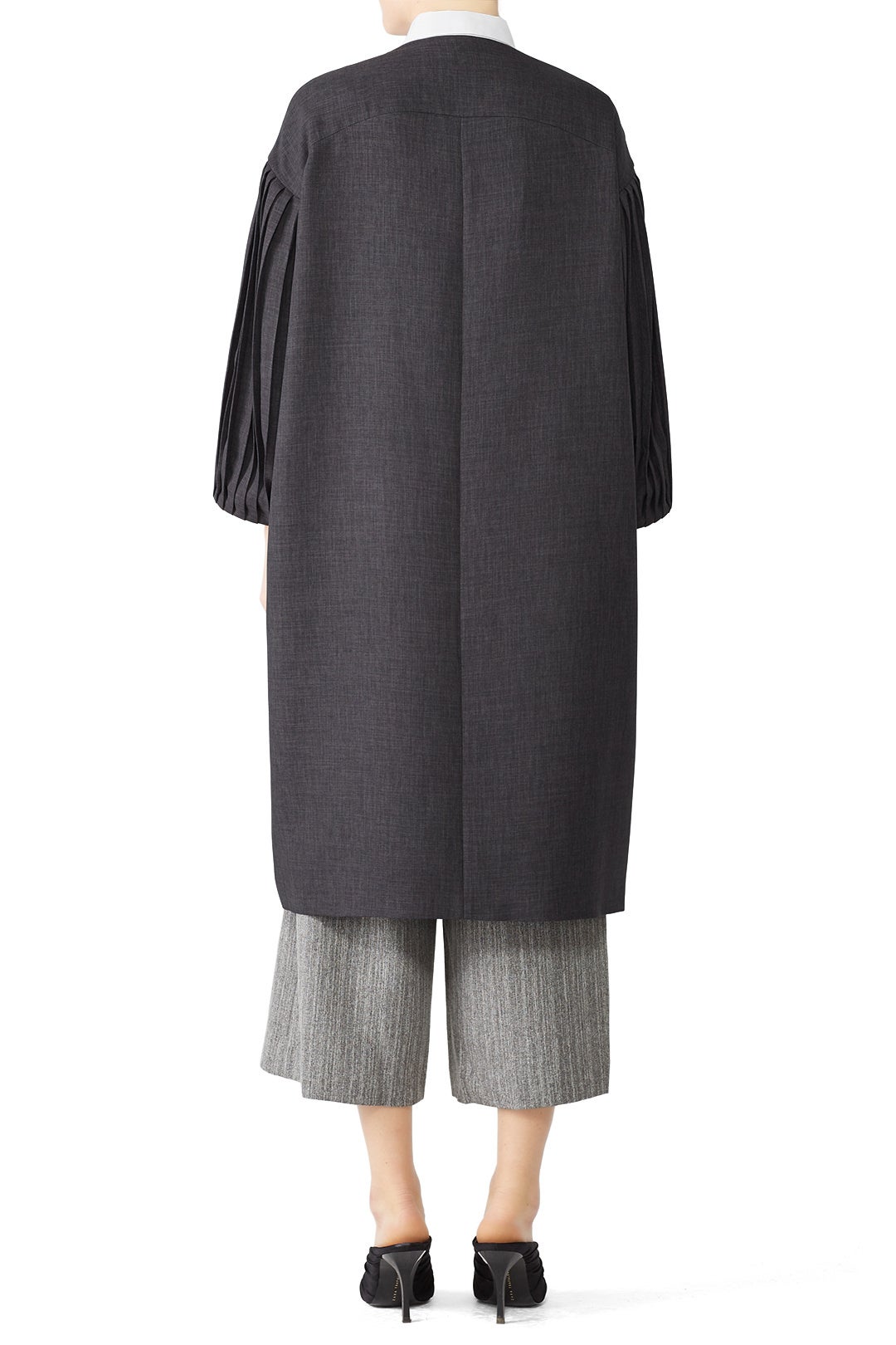 Grey Puff Sleeve Coat by Osman 1