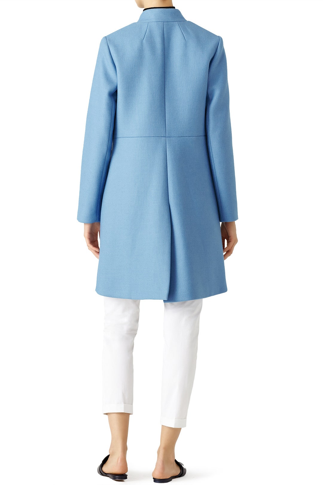 Ice Blue Doubleface Wool Slim Coat by Milly 2