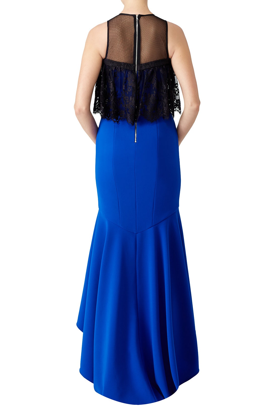 Cobalt High Low Ruffle Gown by Theia 2