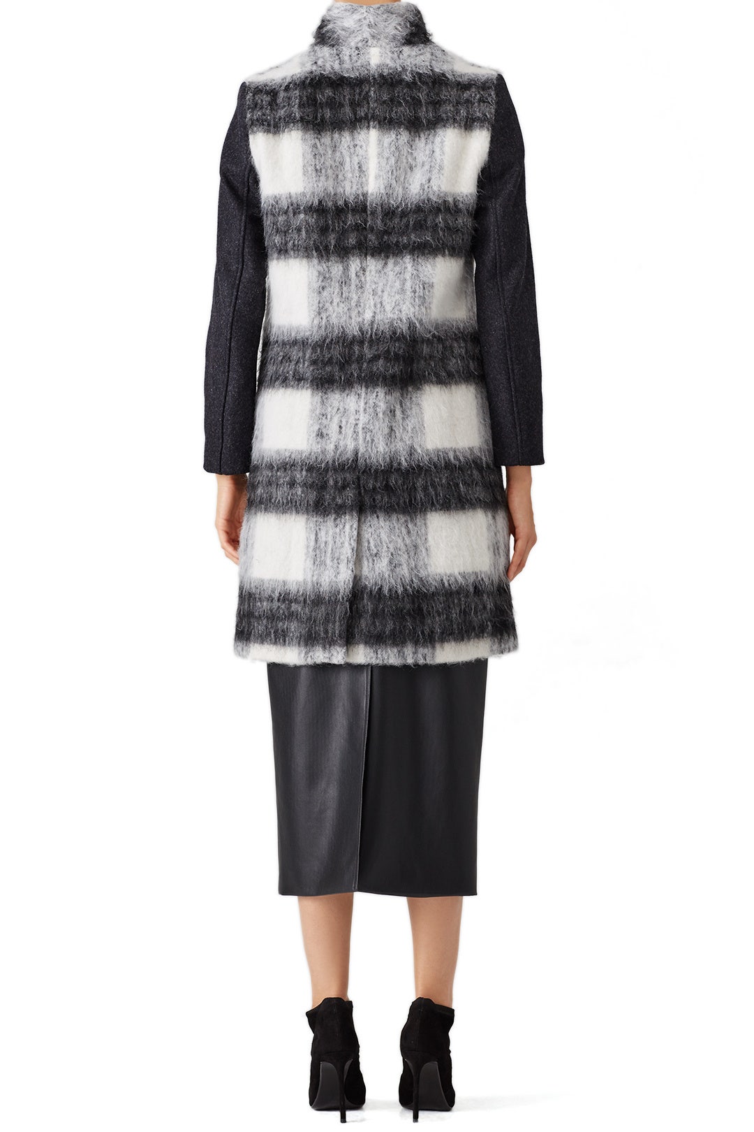 Black Plaid Printed Coat by Saylor 2