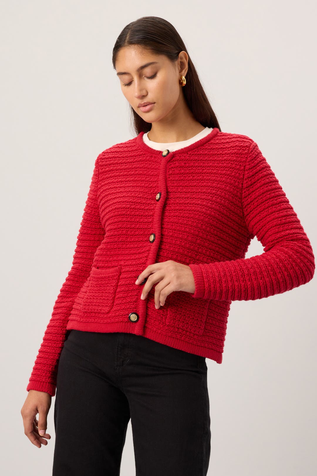 ウ*ー様 【A.PRESSE】Cotton Knit Cardigan RED ウ*ー様 【A.PRESSE】Cotton Knit Cardigan RED
