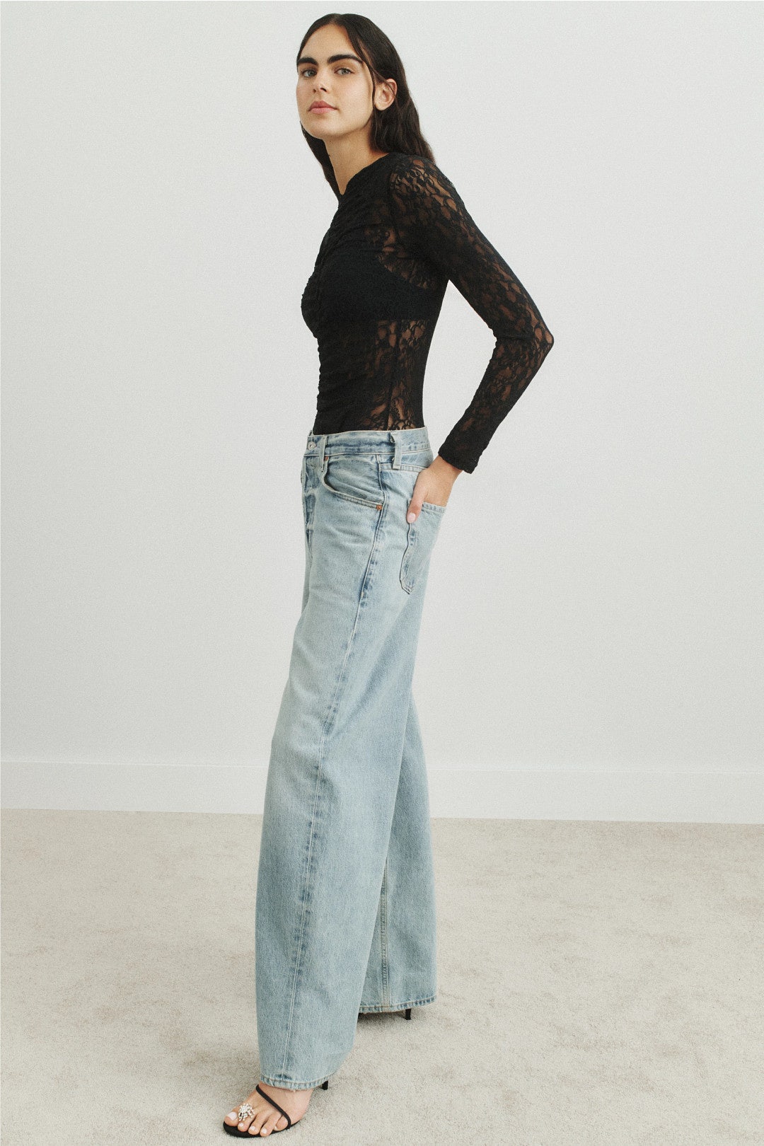 Ruched Sheer Lace Blouse by Nightcap 1
