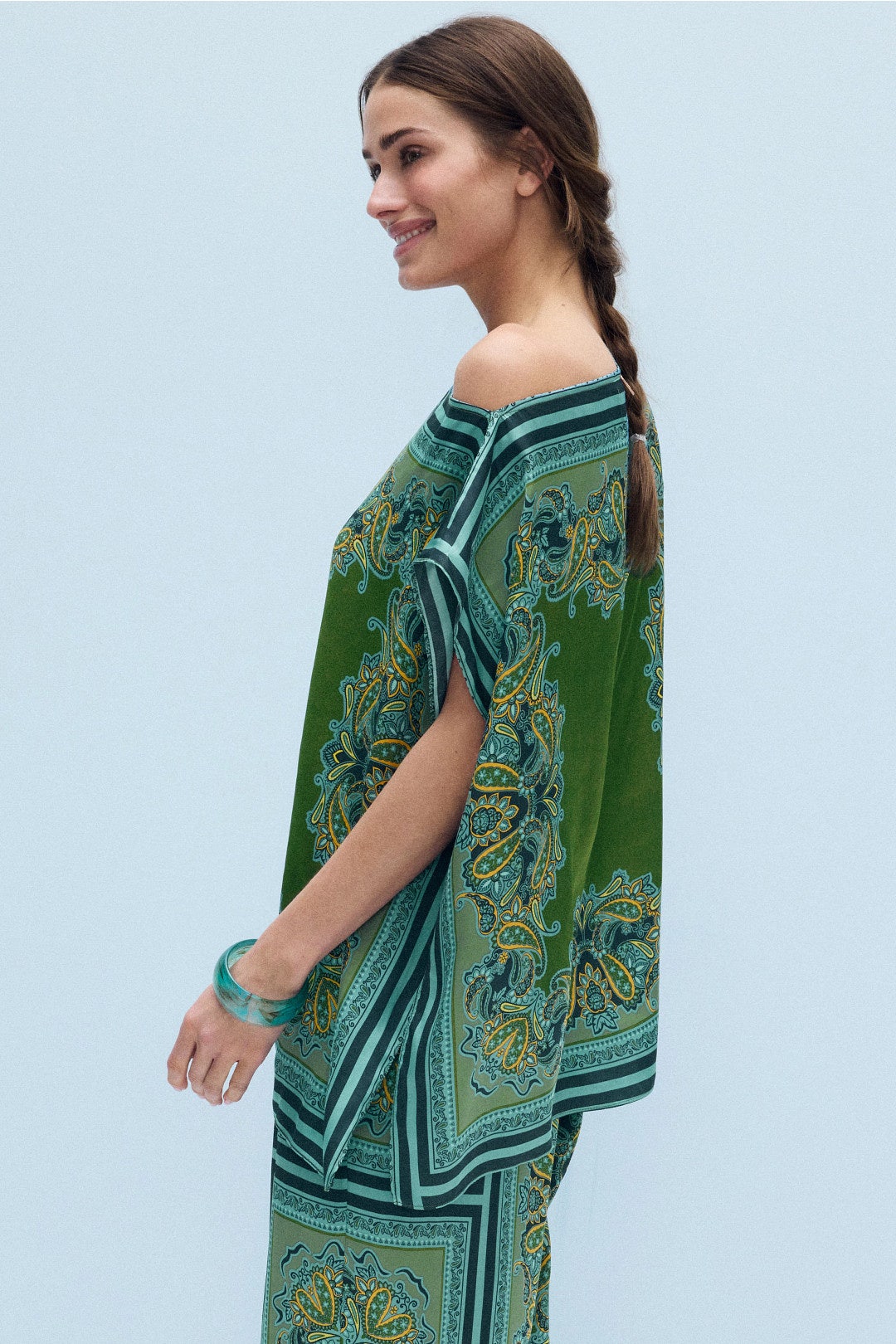 Lani Printed Asymmetrical Top by MISA Los Angeles 1