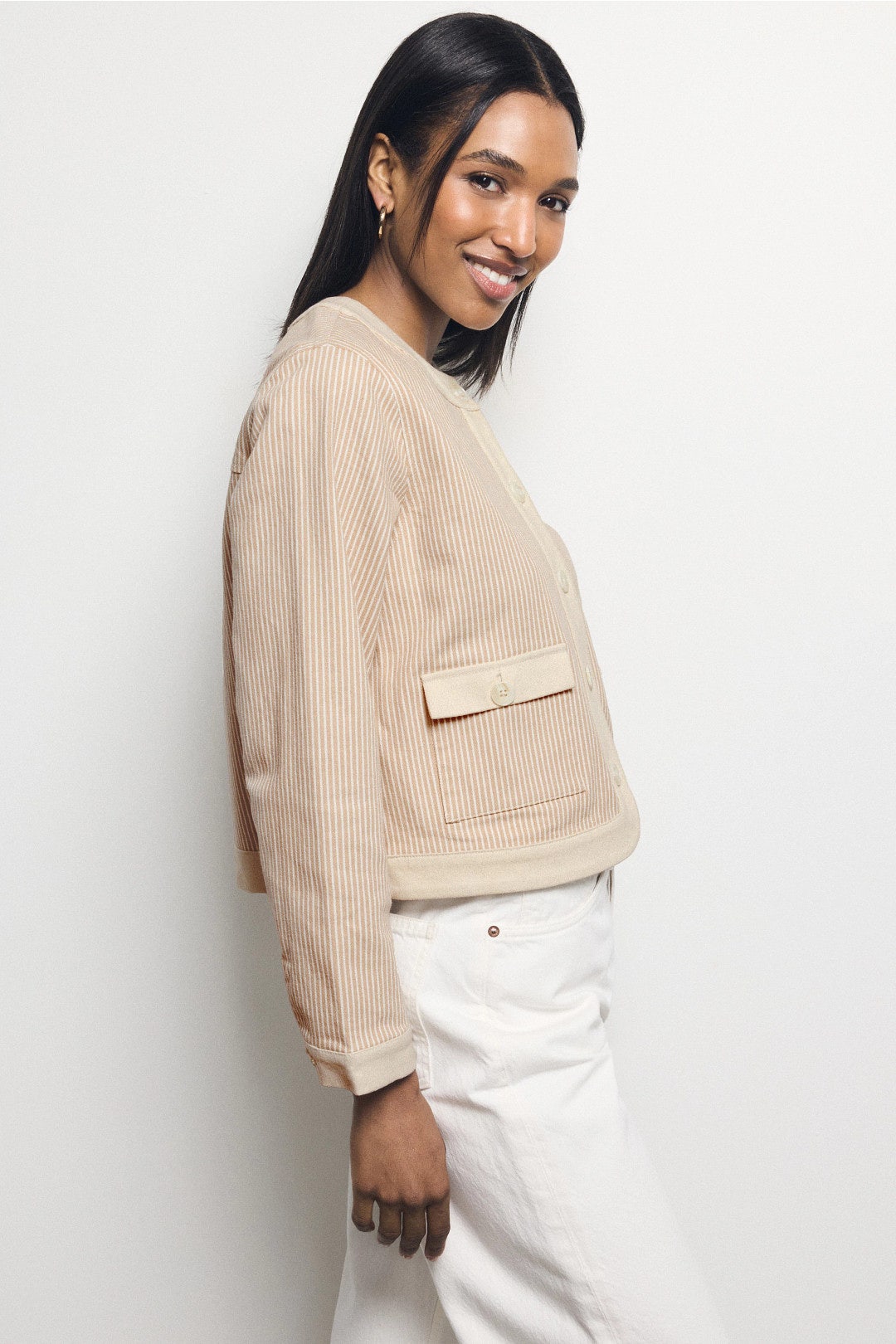 Myra Contrast Cropped Jacket by Fifteen Twenty 1