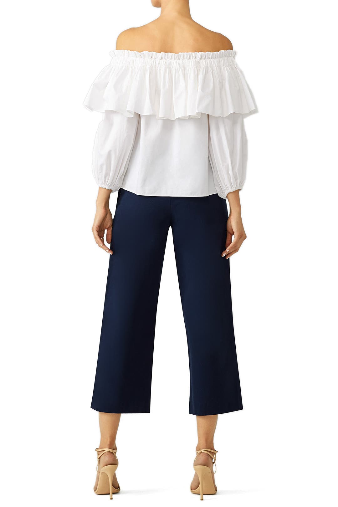 White Off Shoulder Ruffle Top by Alexis | Rent the Runway