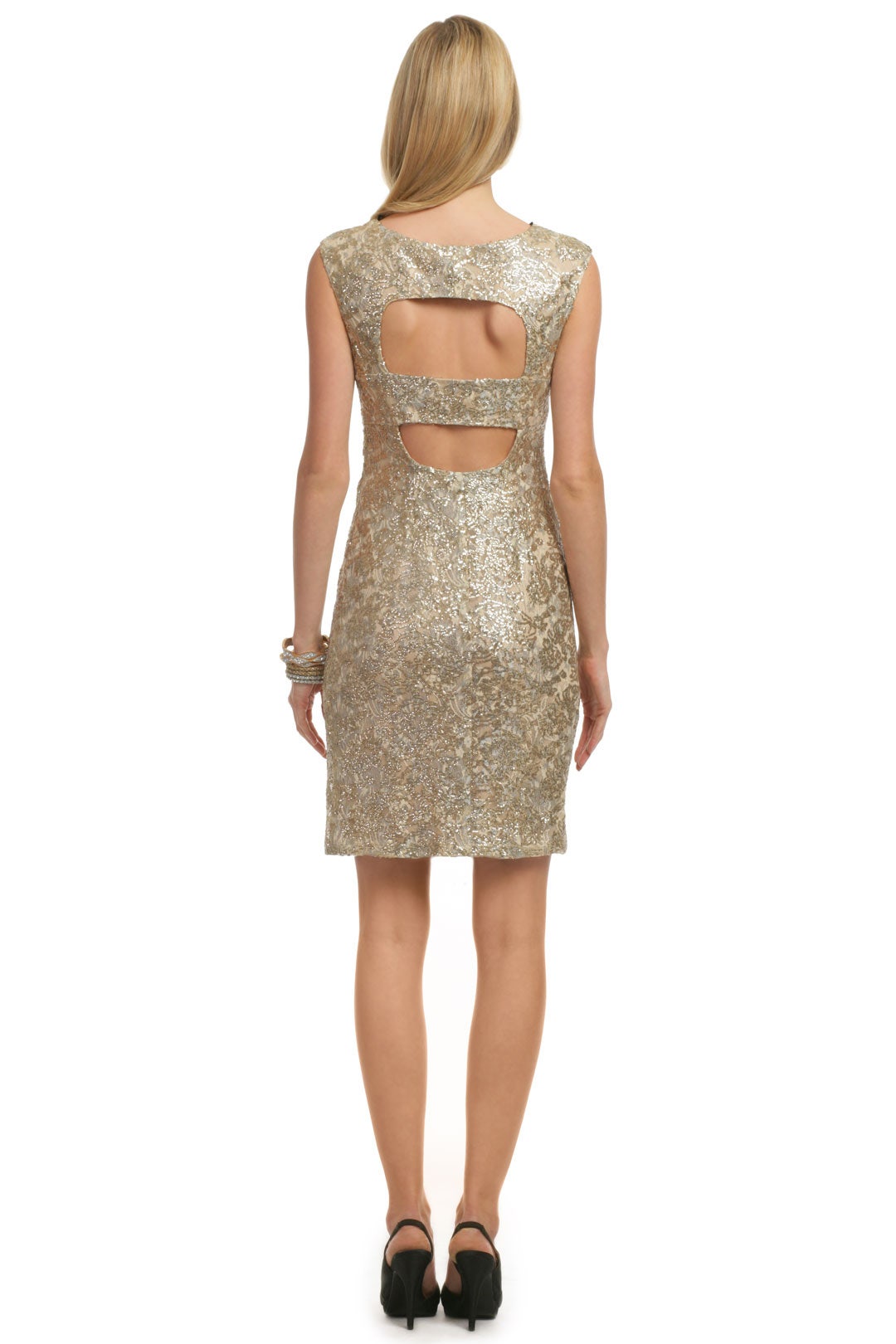 Gold Lela Lace Dress by David Meister 1