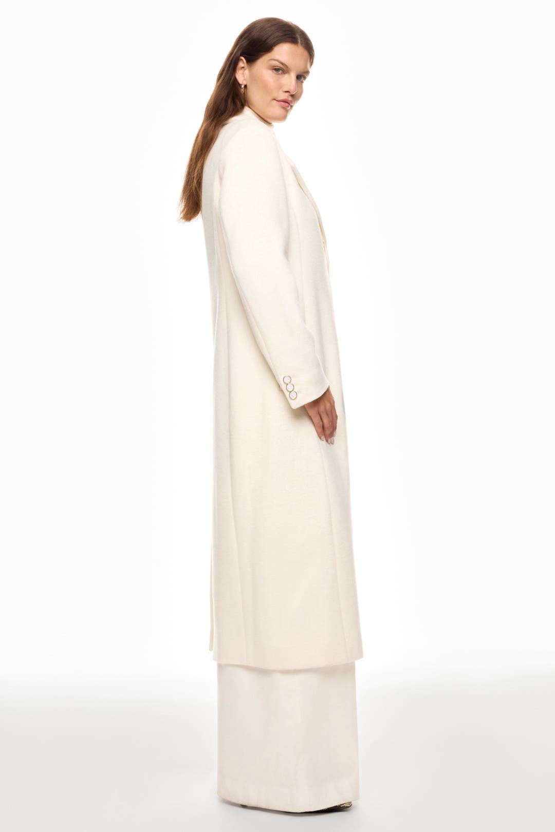 【RITA ROW/リタロウ】ブークレロングコート ホワイト　XS Tailored Single Breasted Wool Coat by Ronny Kobo x RTR | Rent the