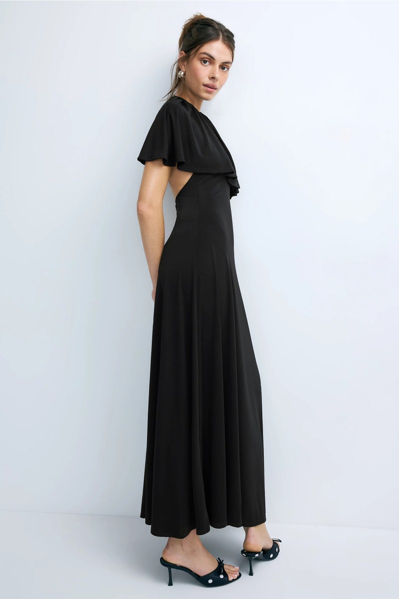 long sleeve fit and flare cocktail dress Karen Kane 3/4 Sleeve Fit & Flare Dress in Black Medium