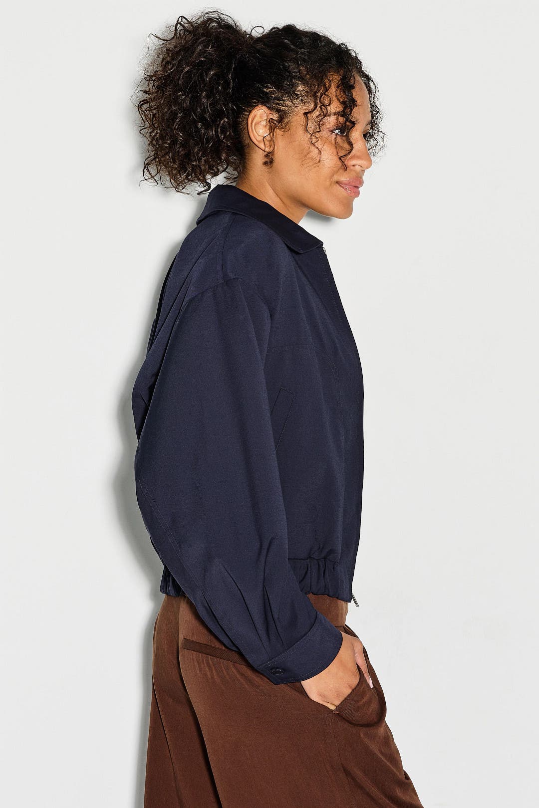 Navy Collared Zip Up Jacket by Claudie Pierlot | Rent the Runway