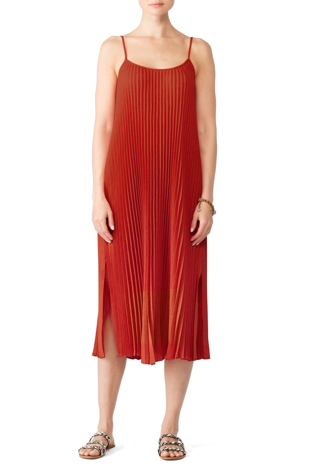 Paprika Pleated Cami Dress by VINCE. 1