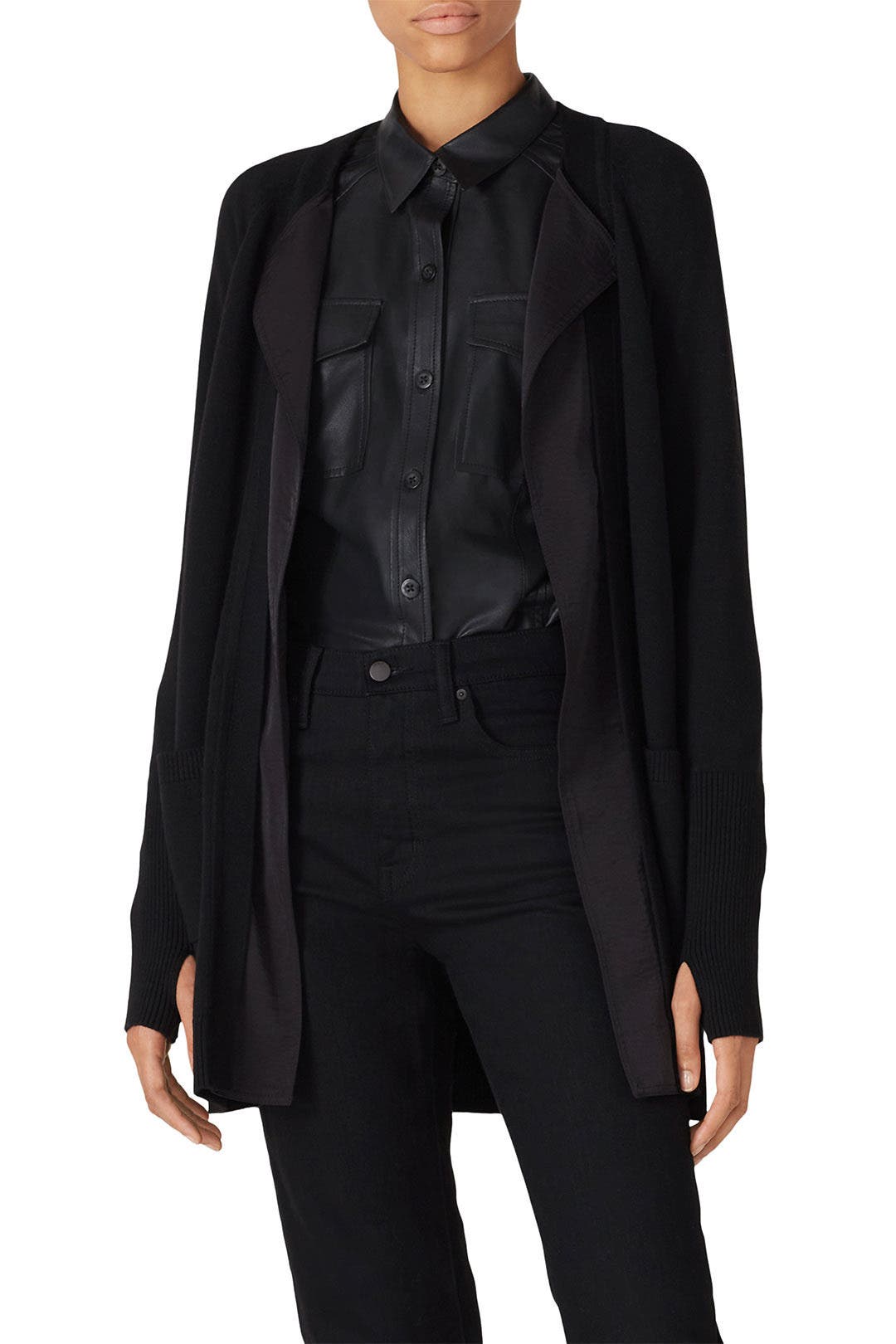 Woven Mixed Media Cardigan by KF/KaufmanFranco x RTR 1