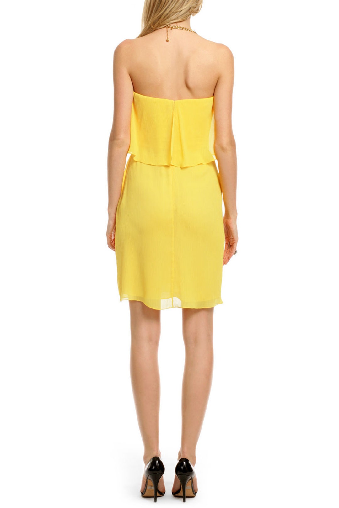 Yellow Peacock Chiffon Dress by Badgley Mischka 1