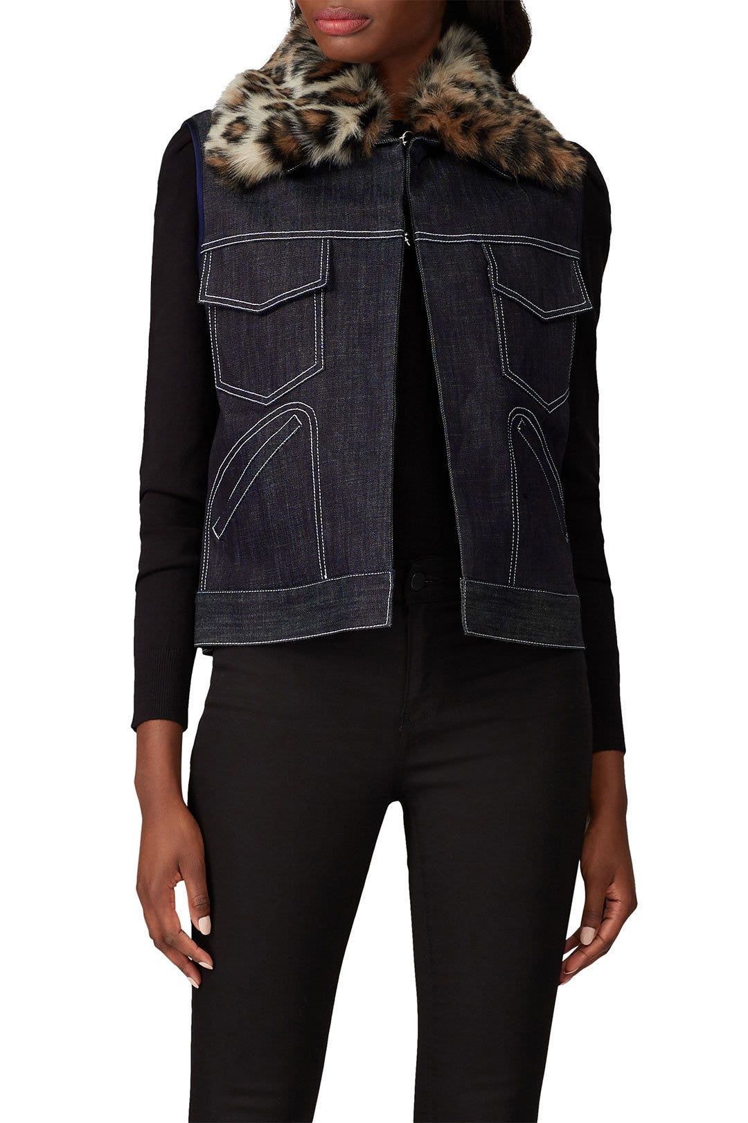 Leopard Collar Denim Vest by Harvey Faircloth 2
