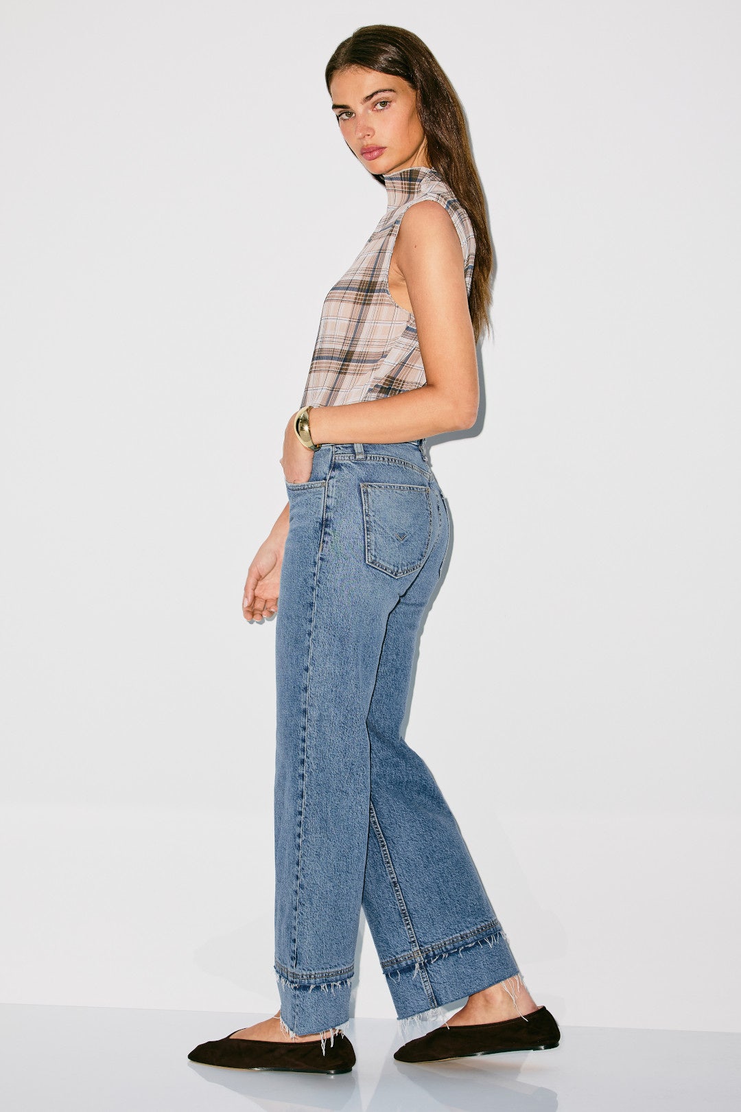 Rosie High-Rise Wide Leg Ankle Raw Hem Jeans by Hudson 1