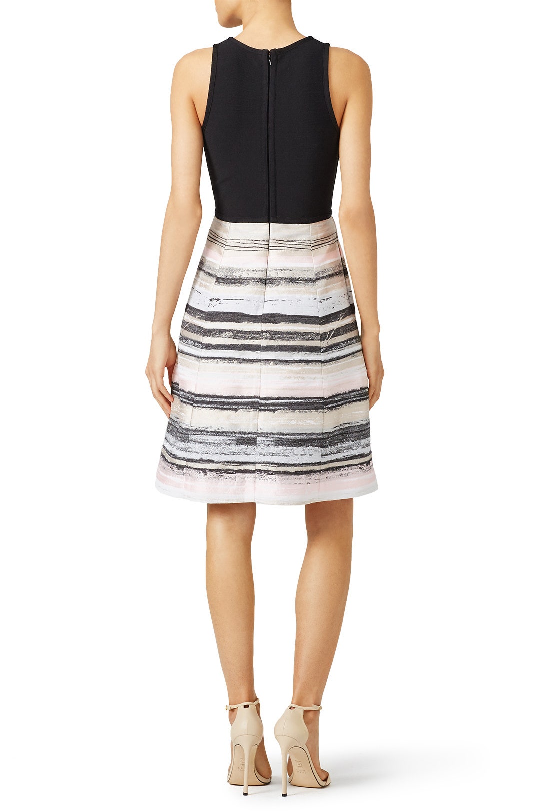 Black and Blush Stroke Dress by Carmen Marc Valvo 1