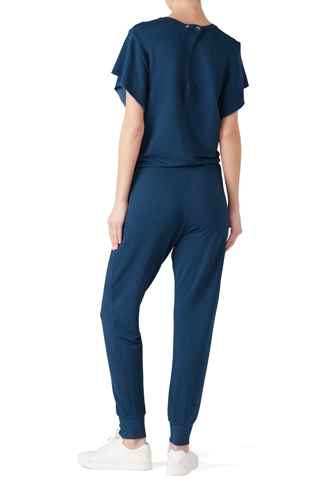 Blue Short Sleeve Maternity Jumpsuit by MONROW 2