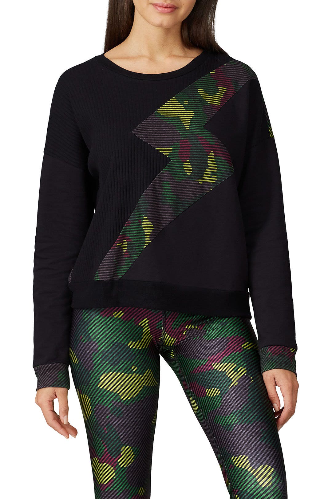 Striped Camo Lightning Bolt Sweatshirt by Terez 1