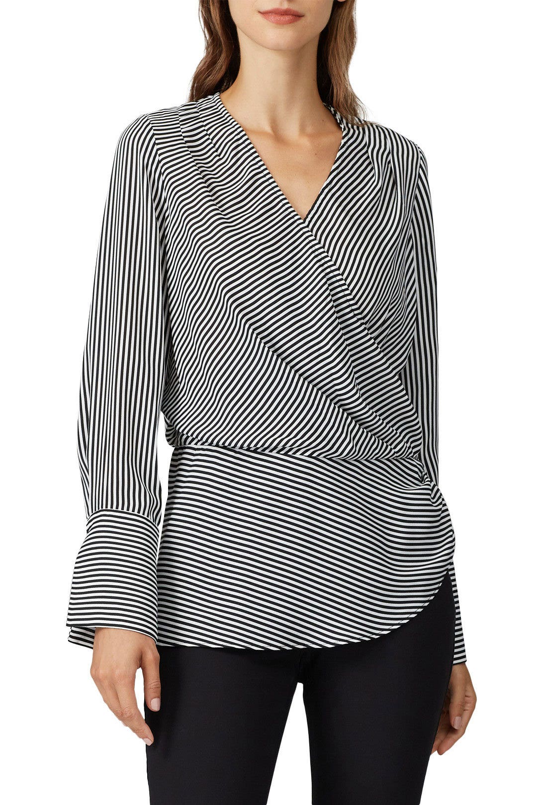 Striped Wrap Blouse by Badgley Mischka 1