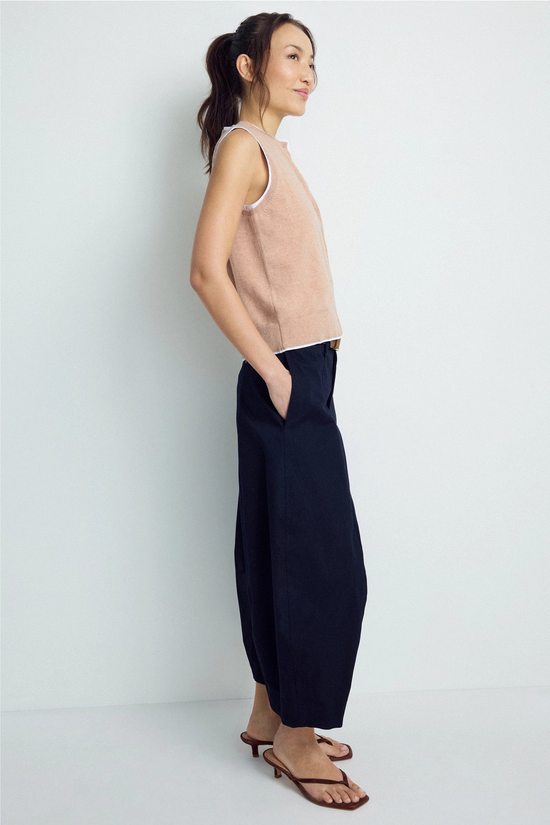 Coastal Cashmere Dual Sided Mixed Media Vest Top by NAADAM 2