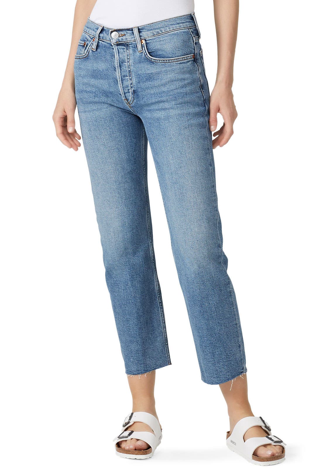 High Rise Stove Pipe Jeans by RE/DONE | Rent the Runway