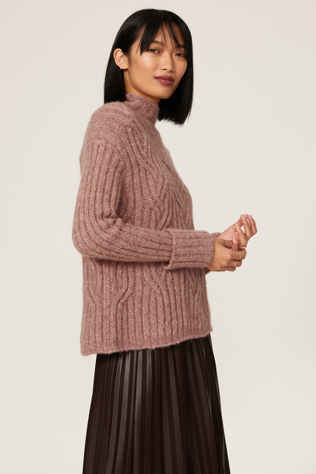 Mirrored Cable Knit Turtleneck by VINCE. 1