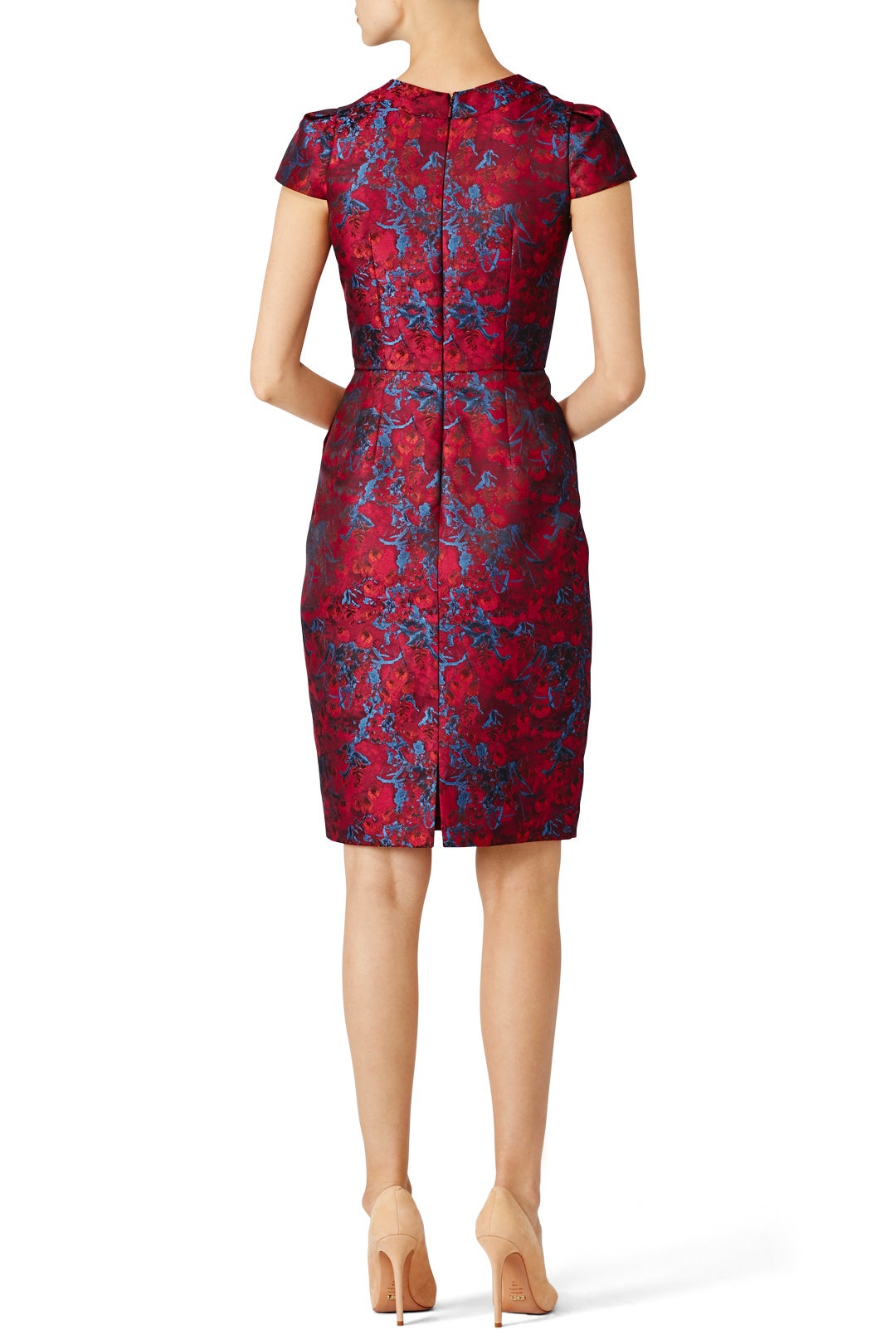 Cranberry Jacquard Dress by Carmen Marc Valvo 1
