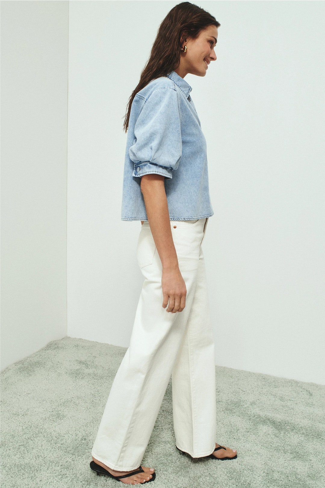 Billow Sleeve Denim Shirt by FRAME 1