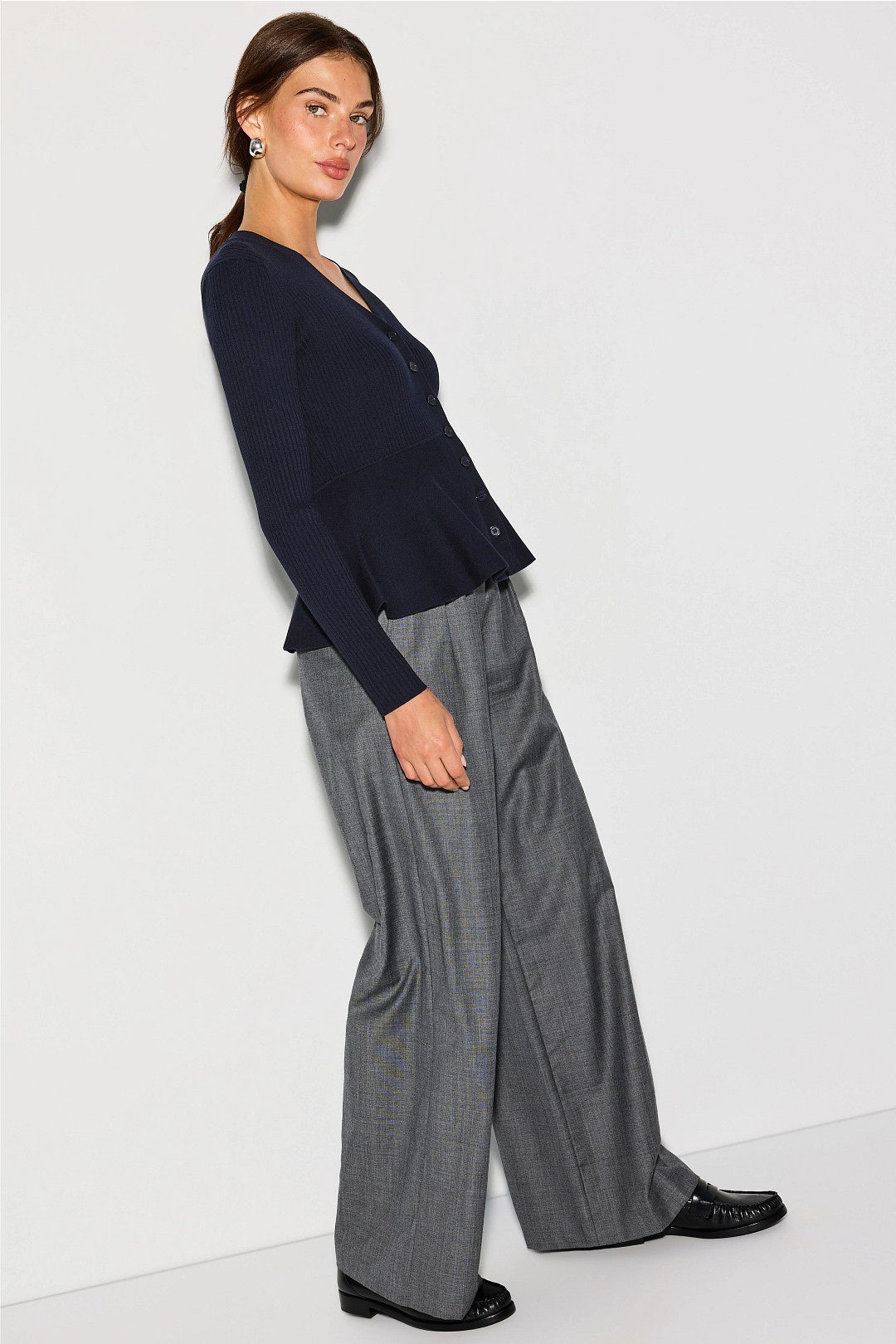 V-Neck Peplum Cardigan by Jason Wu x RTR 1