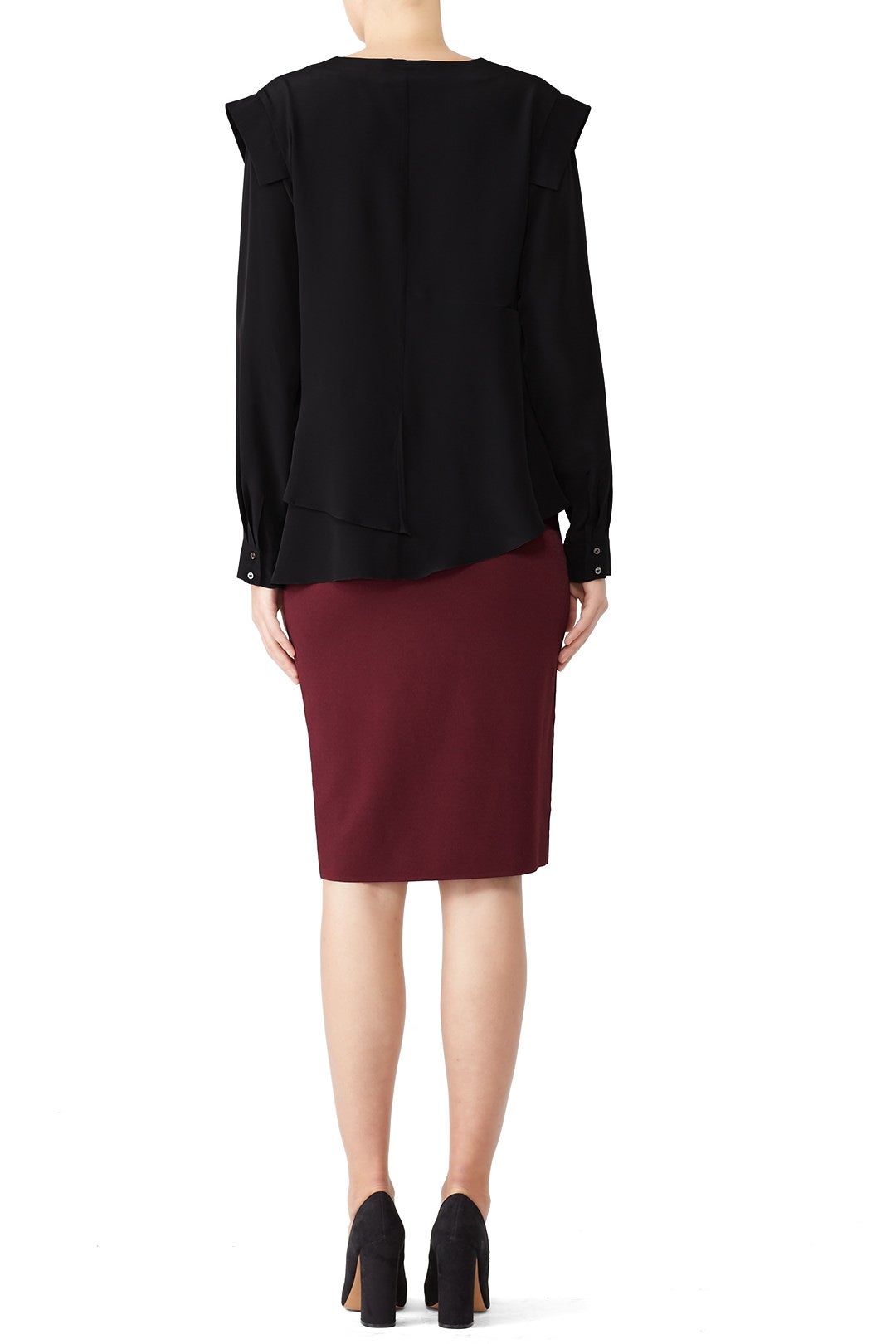 Black Silk Asymmetrical Top by Nicole Miller 1