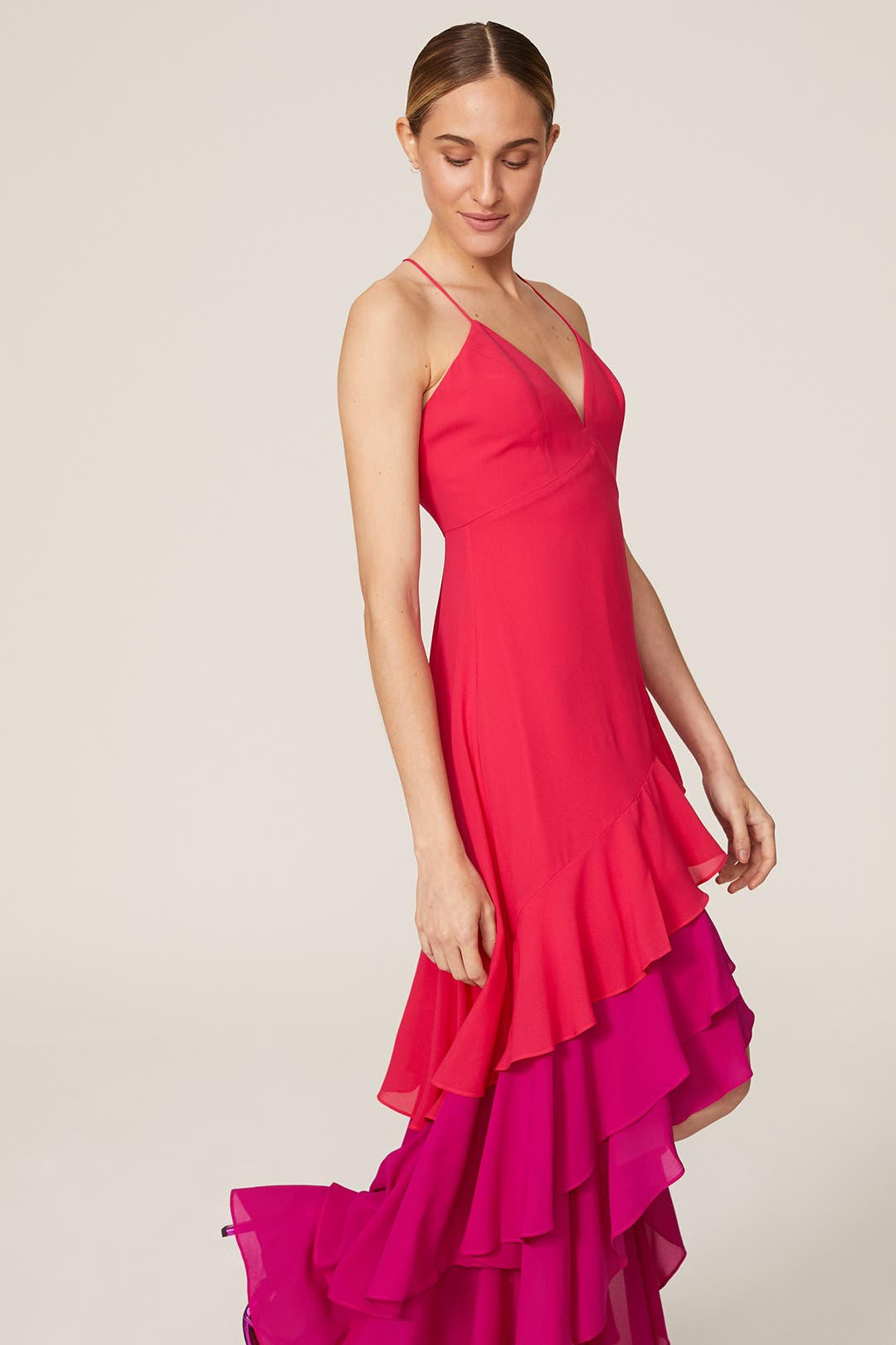 Colorblock Ruffle Gown by One33 Social | Rent the Runway