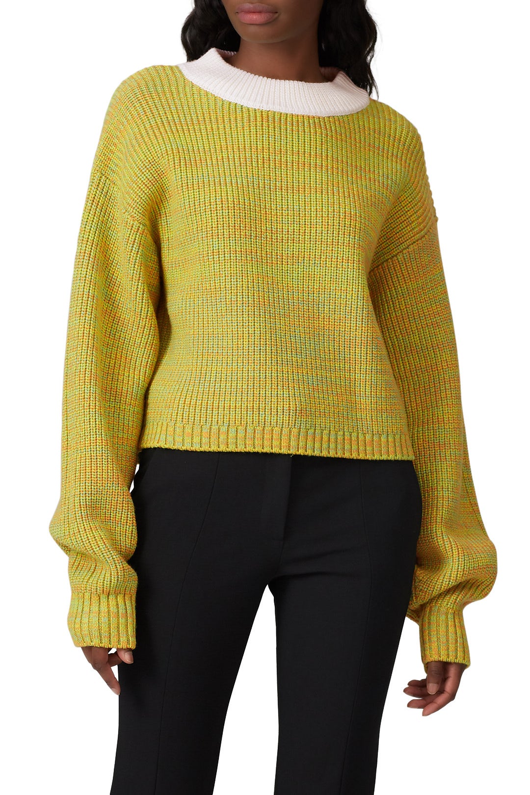 Cropped Crewneck Pullover by Tibi 1