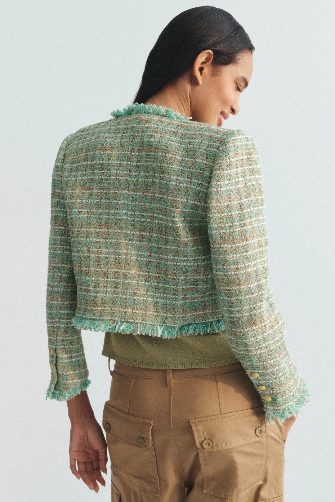 Clydie Collarless Cropped Jacket by L'agence 2