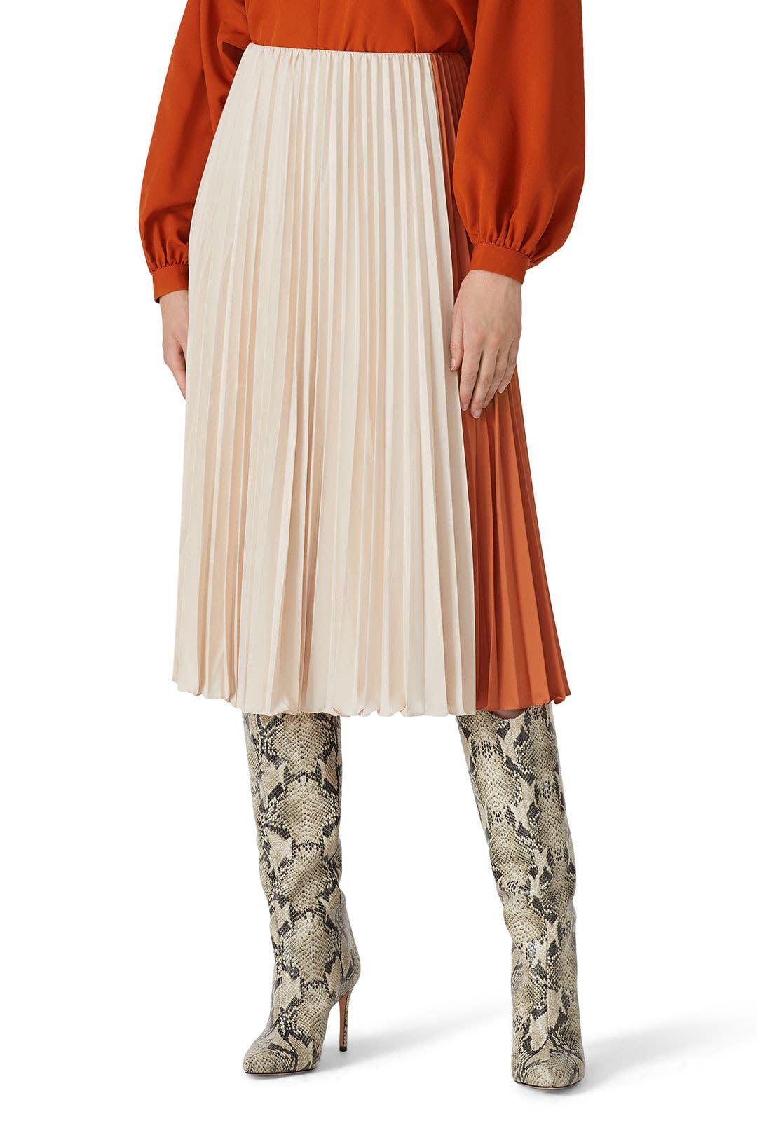 Two Tone Pleated Skirt by TOME x RTR | Rent the Runway