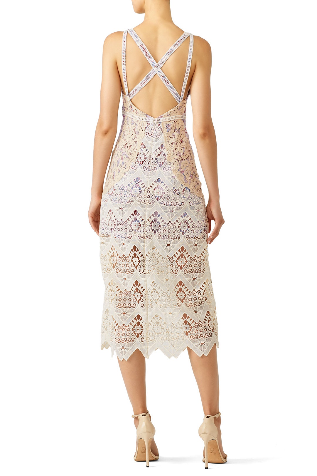Printed Lace Sweetheart Midi Dress by Free People 1