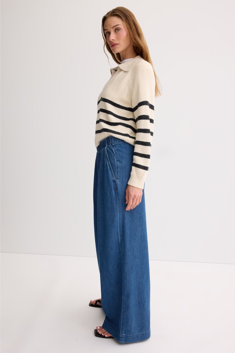Allison Pleated Denim Trouser by Marine Layer - Photo 1