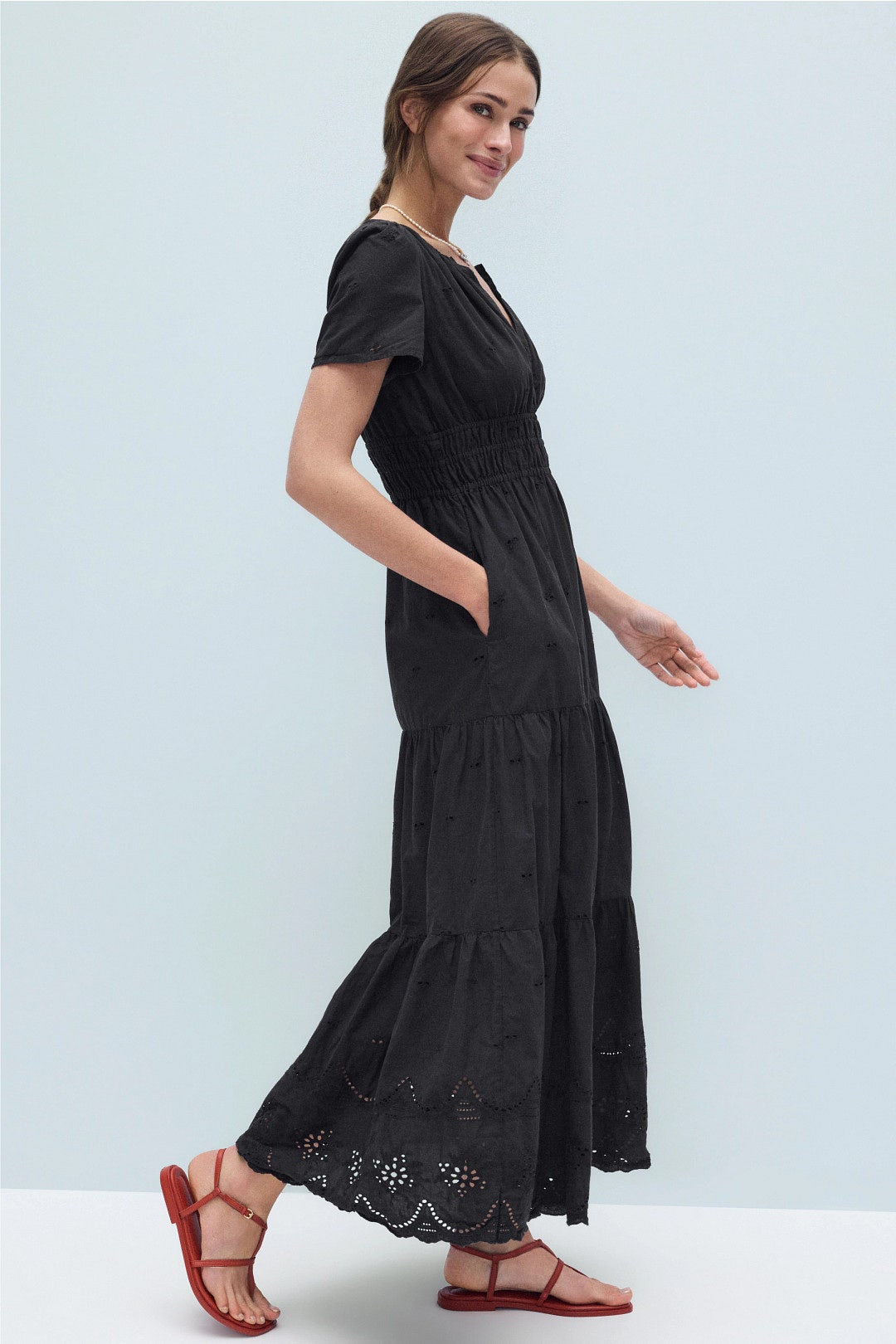 Short Sleeve Eyelet Midi Dress by Area Stars 1
