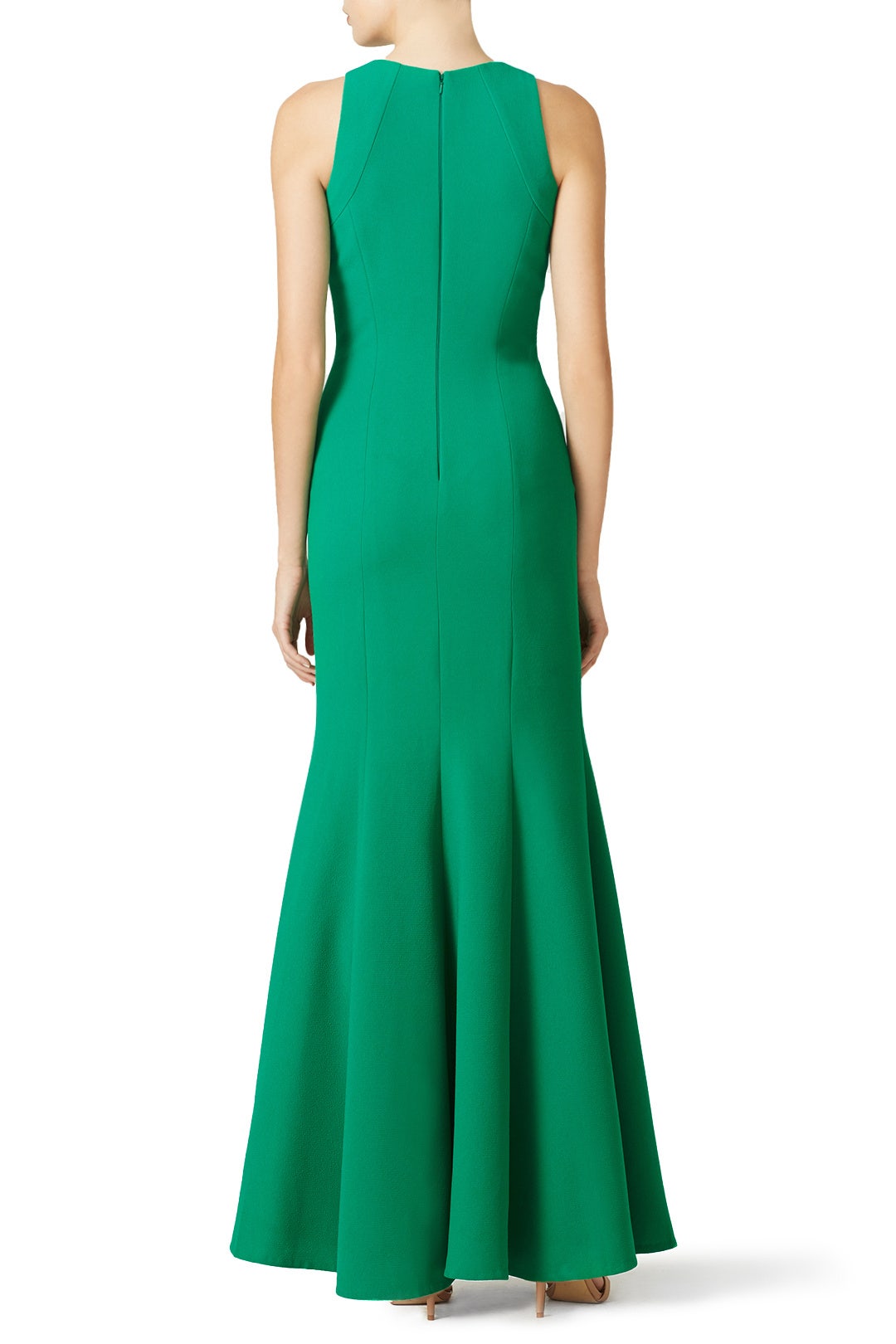 Emerald Crepe Cutaway Gown by Carmen Marc Valvo 2