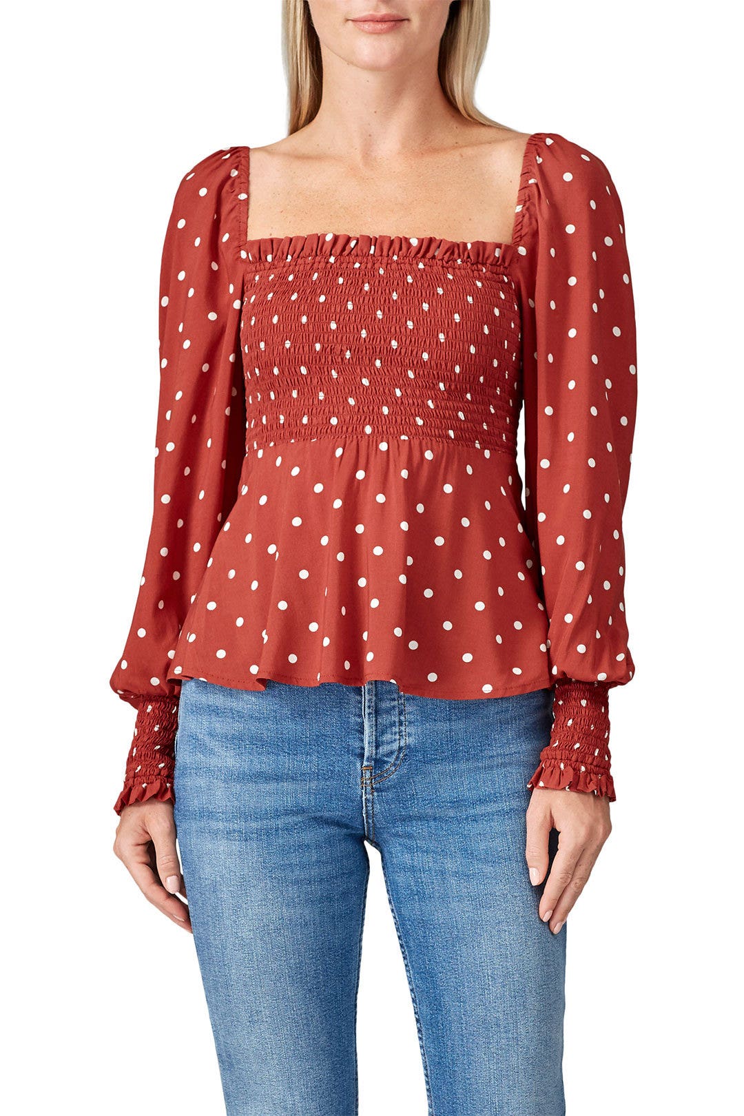 Red Polly Sunday Blouse by Auguste 1