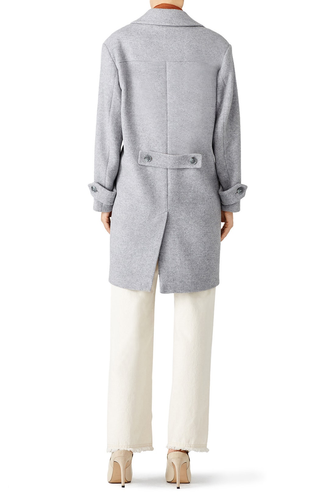 Grey Oversized Double Breasted Coat by HALSTON 1