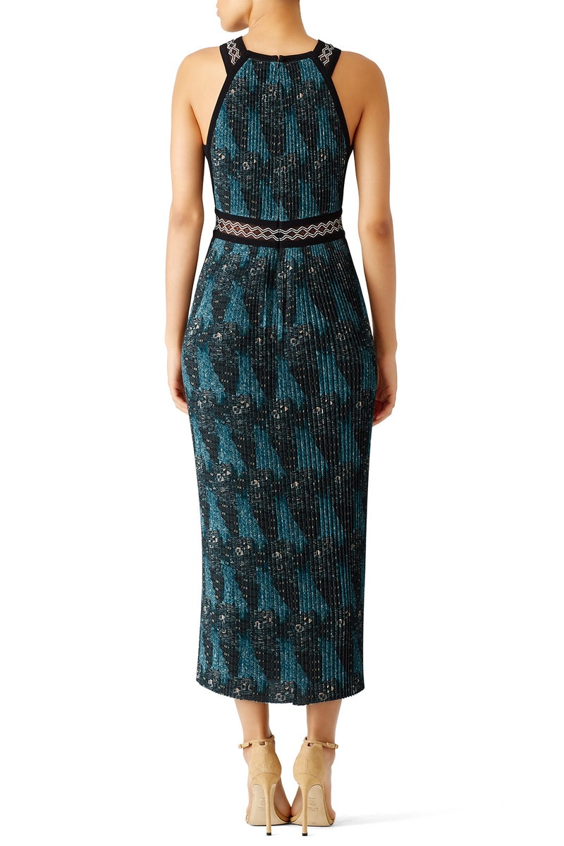 Early 2000s Yigal Azrouël Blue Orange Abstract Print Backless Mini Dress main image 1