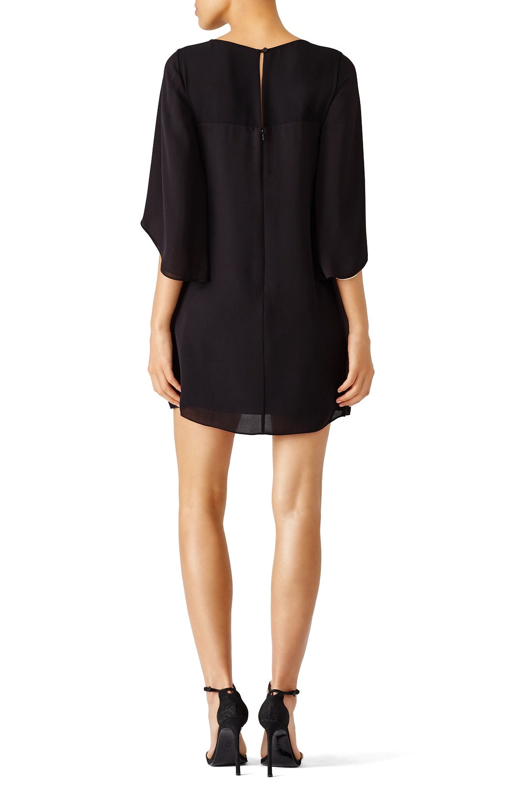 Black Cape Flutter Dress by HALSTON 1