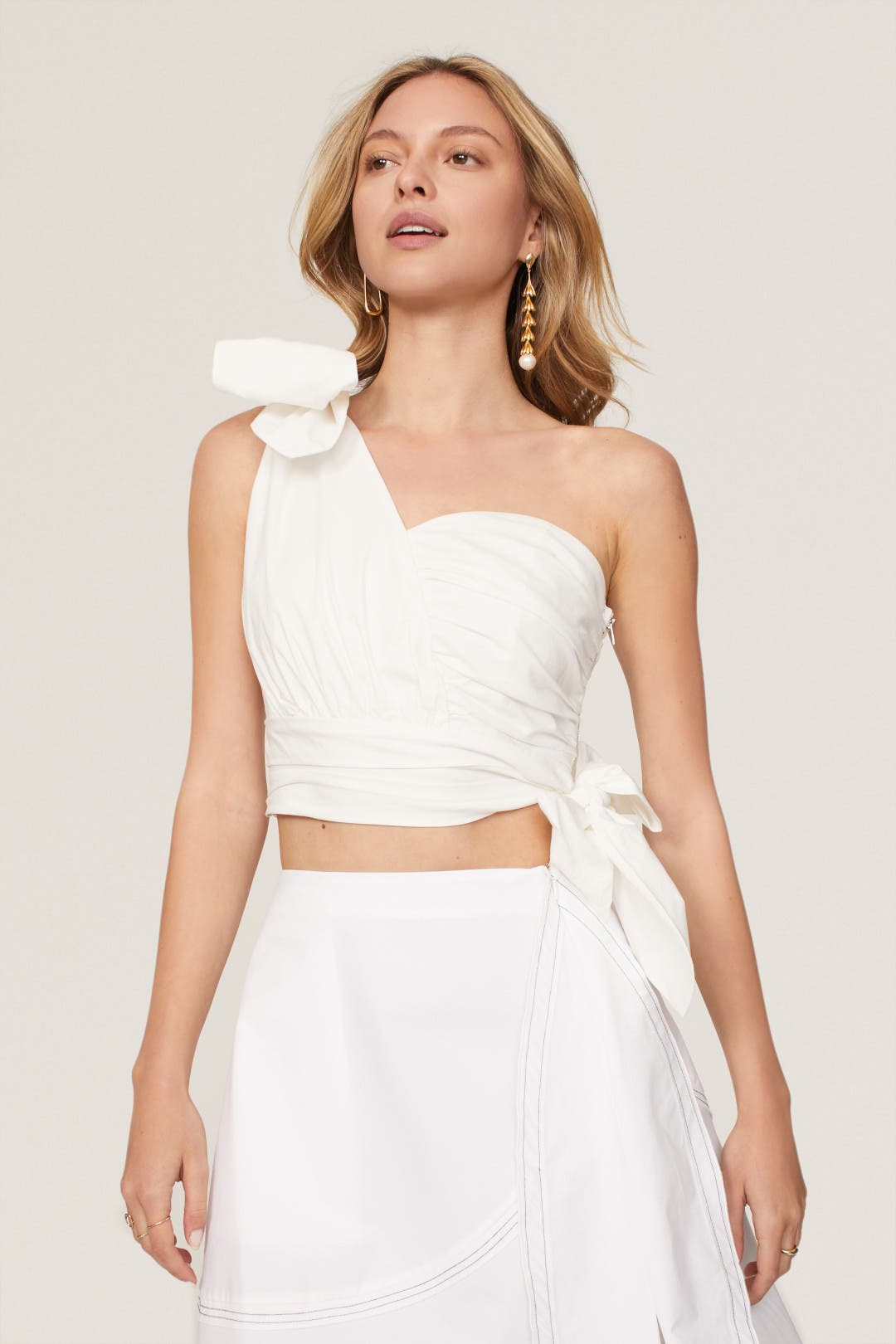 White One Shoulder Top by ASHLEY PARK x RTR | Rent the Runway