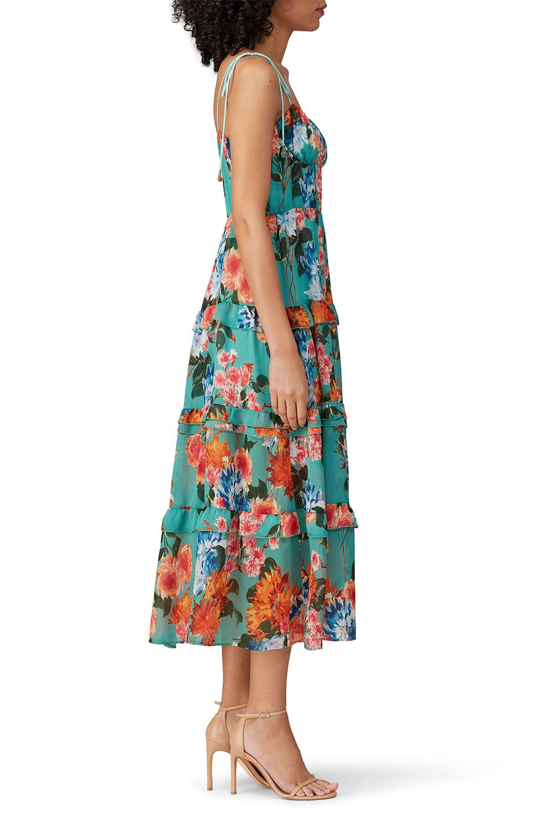 Green Floral Midi Dress by Harlyn 1