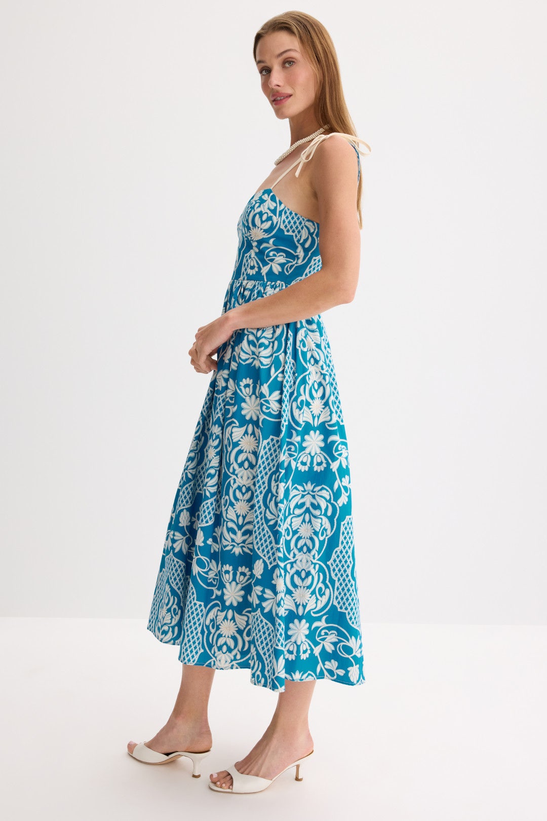 Sweetheart Neckline Midi Dress by Moon River 1
