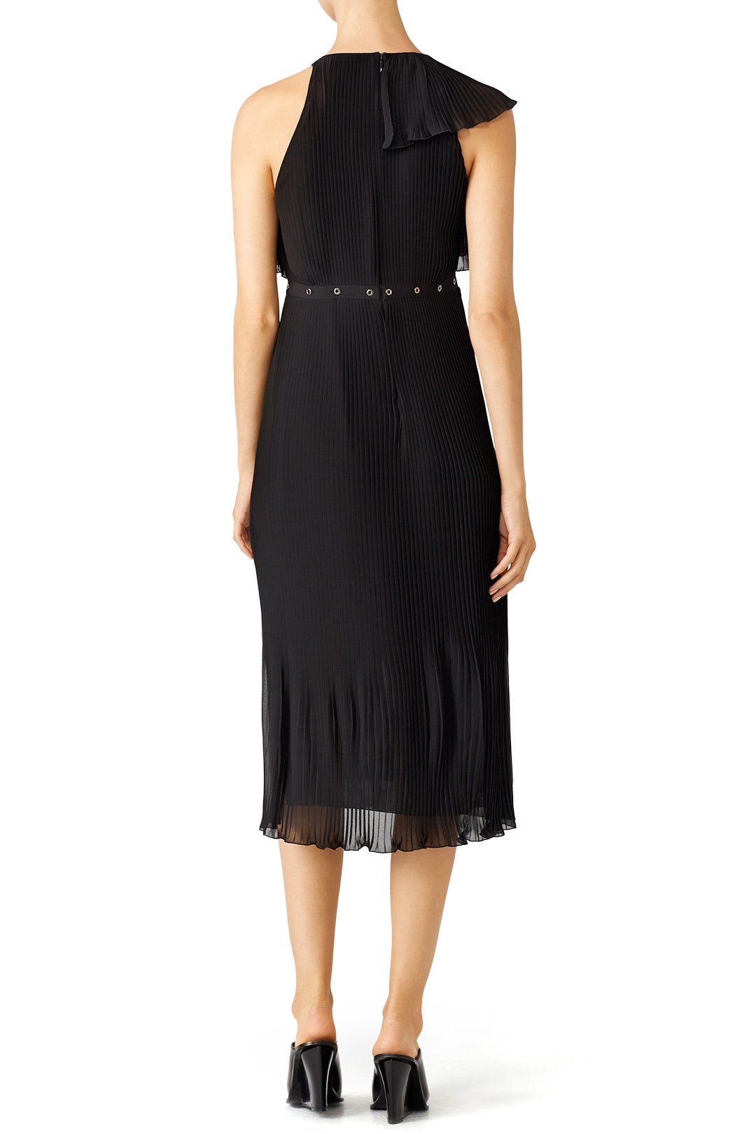 Black Pleated Sideswept Dress by Giamba 1