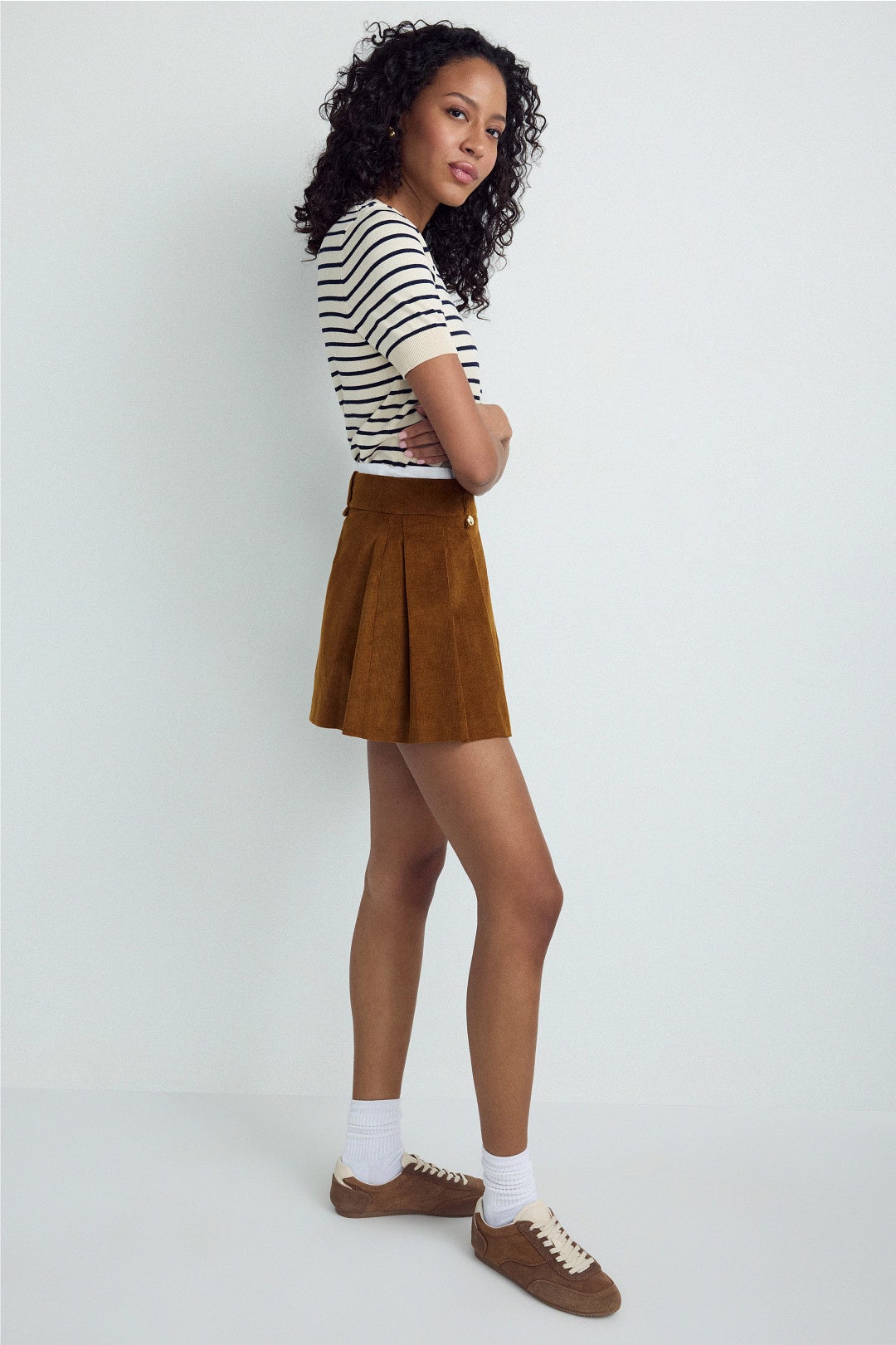 Jubelle Corduroy Pleated Mini Skirt by Maje 1