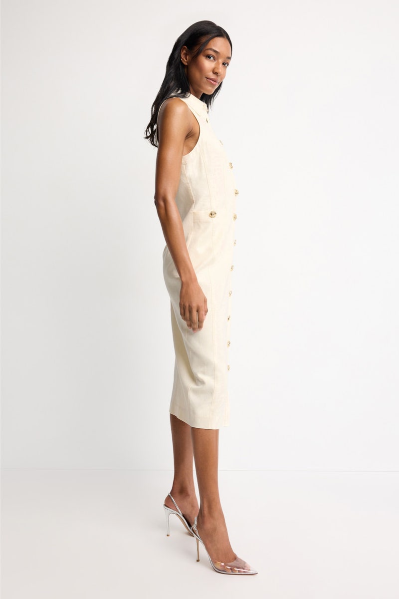Button Front Racer Midi Dress by TOCCIN X RTR - Photo 1